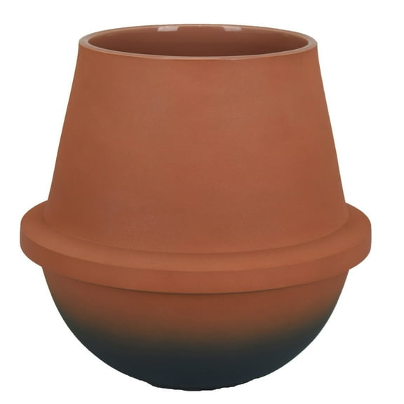 Decorative Flower Vase, Terracotta Inspired Orange Ceramic 10 Inch