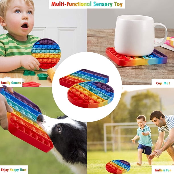 Yeefunjoy 32PCS Mini Pop Push It Fidget Jouet Porte-clés Squeeze Pop | Fidget Bulk Jouets Sensoriels, Stress Soulagement de Anxiété Jouets, Gadgets de Fête d'anniversaire pour Enfants Adultes