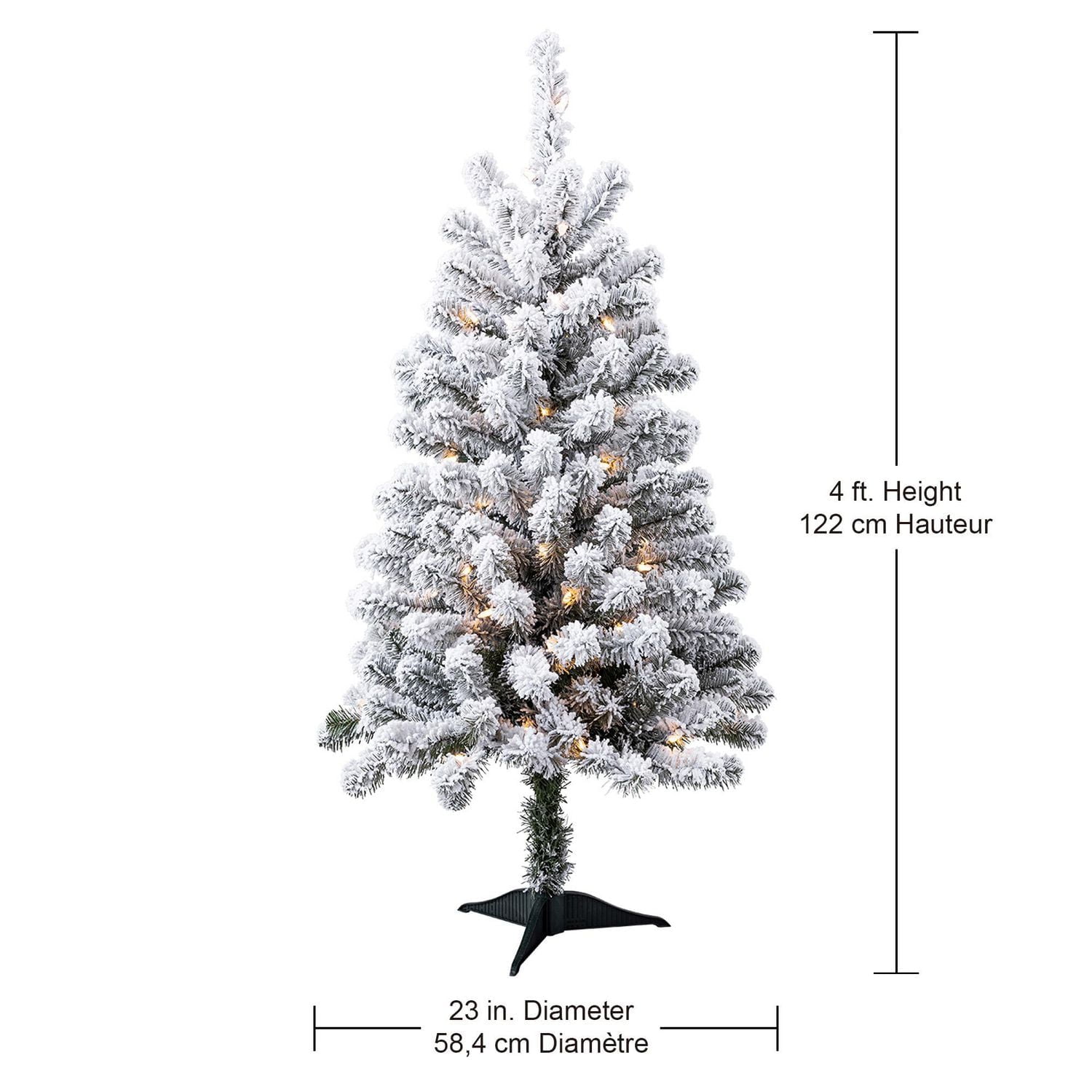 Holiday Time Greenfield 4' Pre-Lit Regular Full Flocked Pine Christmas Tree - Green