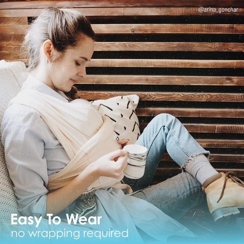 Baby K'tan Organic Baby Wrap Carrier, Infant and Child Sling-Simple PreWrapped Holder for Babywearing -No Tying or Rings- Carry Newborn up to 35 lbs, Natural, Women 2-4 (X-Small), Men jacket up to 36