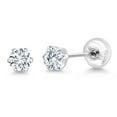 thumbnail image 5 of Gem Stone King Platinum White Lab Grown Diamond Stud Earrings for Women Men (0.54 Cttw, Gemstone April Birthstone, Round 4MM), 5 of 6