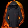 thumbnail image 3 of Herrnalise Men's Three Charging Intelligent Heating Cotton Padded Jacket Hooded Pocket Zipper Solid Fashion Leisure Travel Heating Charge Jacket Black, 3 of 7