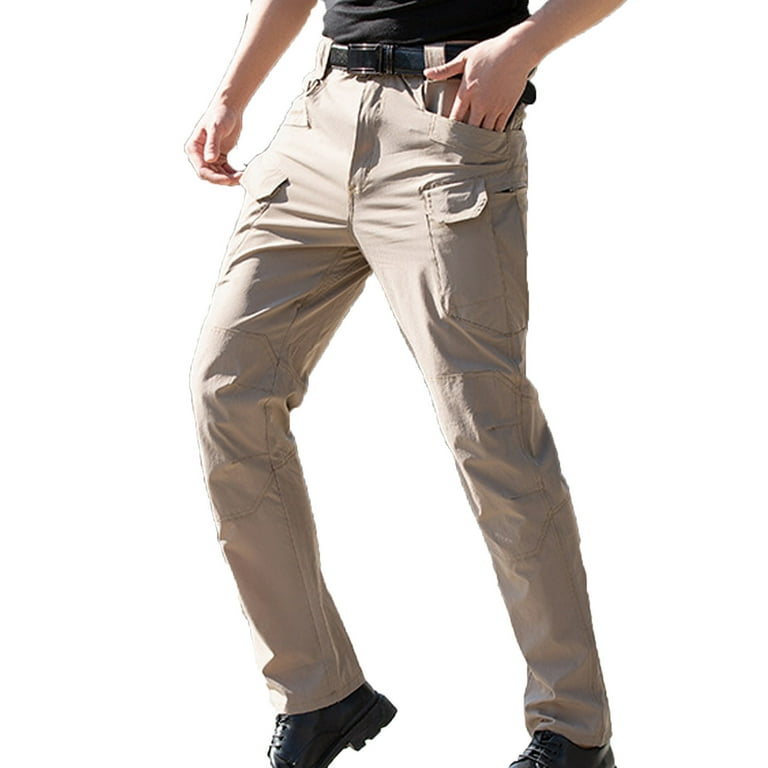 JNGSA Men's Assault Pants with Multi-Pocket Outdoor Sports Hiking Pants  Lightweight Cotton Cargo Stretch Trousers Black XXXXL 
