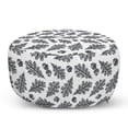 thumbnail image 1 of Acorn Pouf Cover with Zipper, Elaborated Engraving Style Pattern of Oak Leaves and Acorn Print, Soft Decorative Fabric Unstuffed Case, 30" W X 17.3" L, Charcoal Grey and White, by Ambesonne, 1 of 5