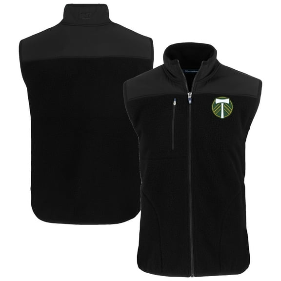 Men's Cutter & Buck Black Portland Timbers Big & Tall Cascade Eco Sherpa Fleece Full-Zip Vest
