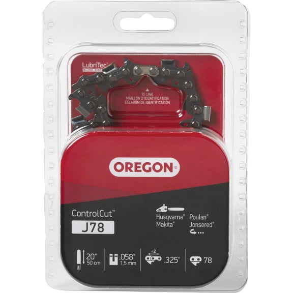 Oregon ControlCut Chainsaw Chain J78 - Fits 20 In Bar, Husqvarna, Makita, Poulan — Heavy-Duty Construction, Professional Use