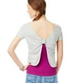 thumbnail image 4 of Aeropostale Womens Knot Back Cropped Basic T-Shirt, Grey, Juniors, Small, 4 of 5