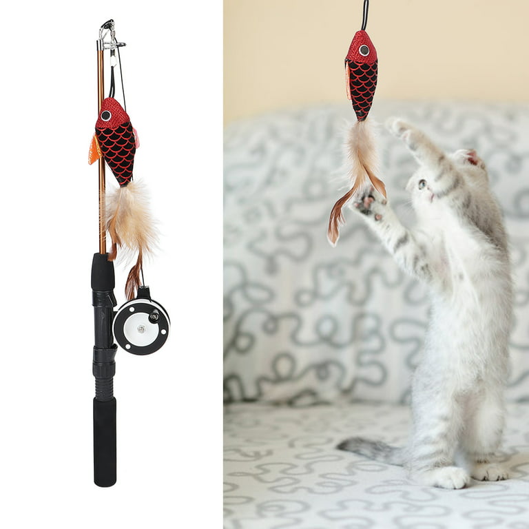 Cat Feather Toys, Feather Teaser Cat Toy Cat Fishing Pole Toy Fishing Rod  Style Toy For Cats 
