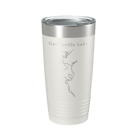 

Gainesville Lake Map Tumbler Travel Mug Insulated Laser Engraved Coffee Cup Alabama 20 oz White