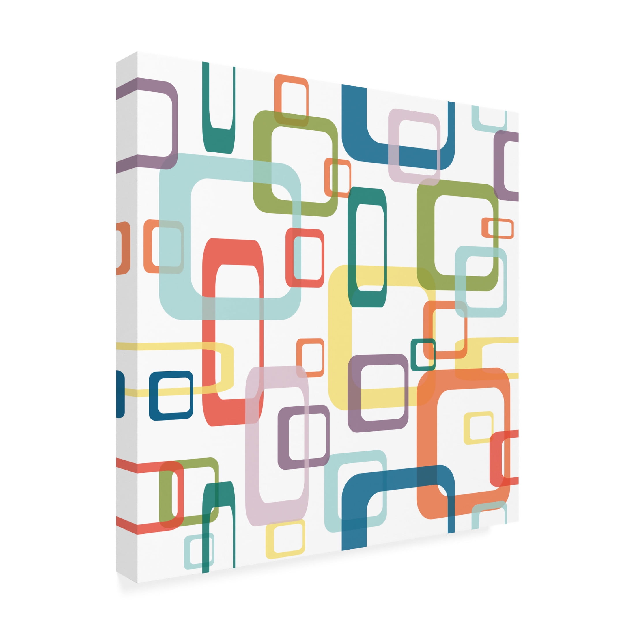 Canvas Wall Art - Jean Plout 'Retro Abstract Squares' Wall Art for Living Room, Bedroom, or Office Décor by Trademark Fine Art - 24 x 24 Inches
