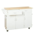 thumbnail image 4 of TMS Extra Large Rolling Kitchen Storage Carts with Adjustable Shelf, Rubberwood White, 18 in, 4 of 6
