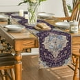 thumbnail image 4 of Boho Bohemia Style Purple Table Runner, Country Rustic Farmhouse Magical Mardi Gras Kitchen Dining Table Decoration for Home Party Decor 13x72 Inch, 4 of 6