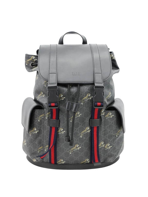 Pre-Owned Pre Owned Gucci GG Supreme Tiger Backpack Black 495563
