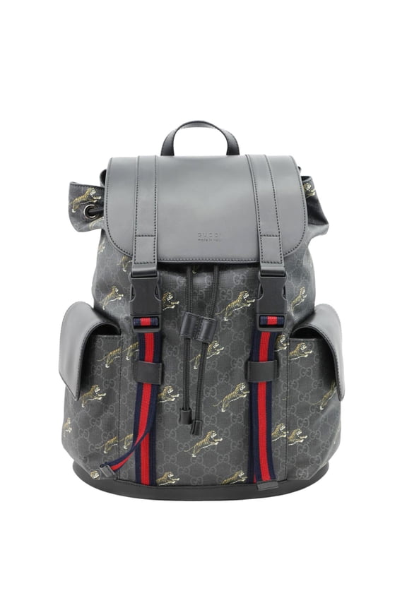 Pre-Owned Pre Owned Gucci GG Supreme Tiger Backpack Black 495563