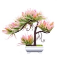 thumbnail image 1 of Artificial Potted Tree Simulation Potted Plant Home Office Table Centerpiece Fake Tree Ornament, Pink, 1 of 6