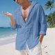 thumbnail image 1 of Blusa de manga larga con capucha para hombre, color liso, moderna, holgada, informal, con botones y cordón, de poliéster., 1 of 8