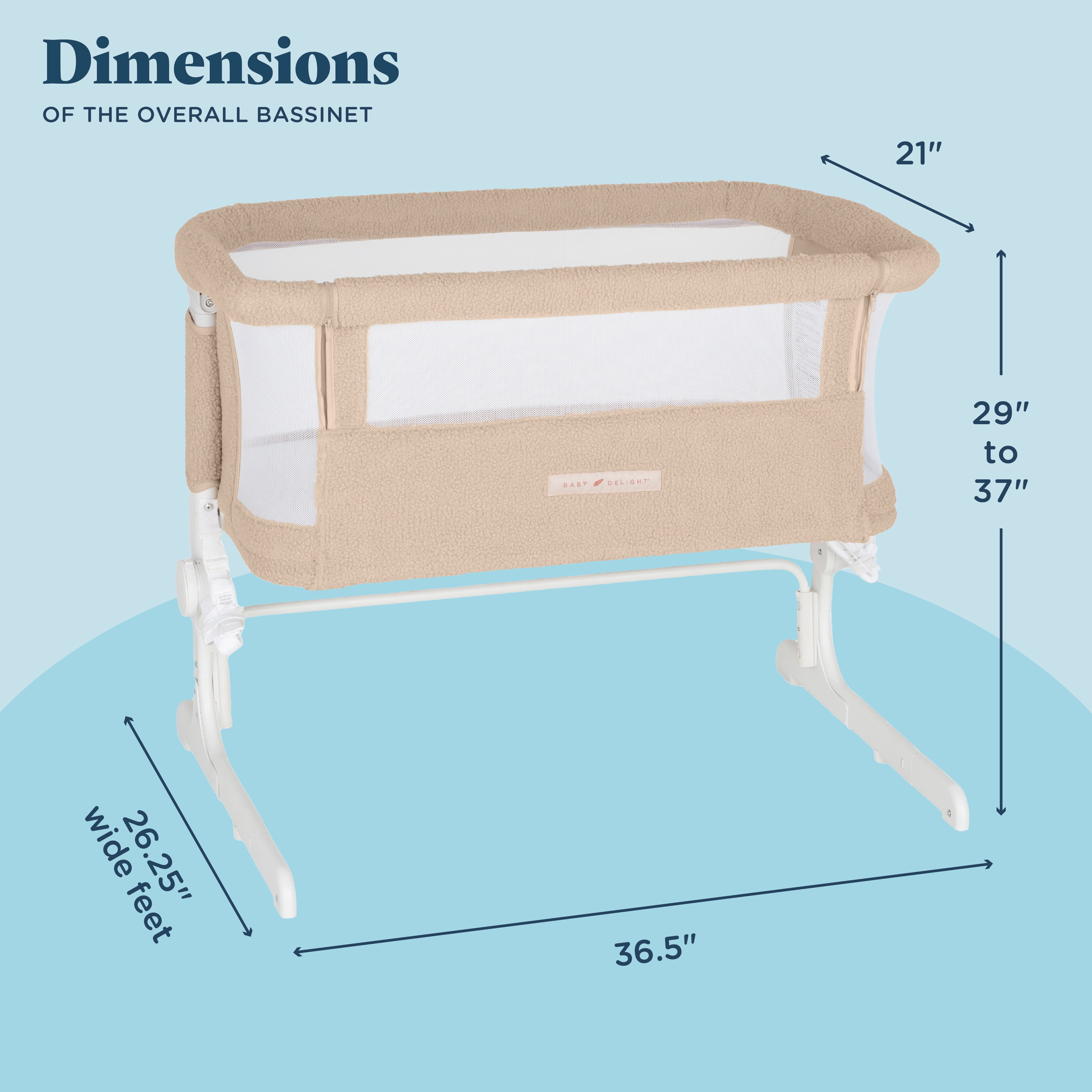 Beside Me Dreamer Bassinet & Bedside Sleeper, Adjustable, Breathable & Portable, Tan Sherpa