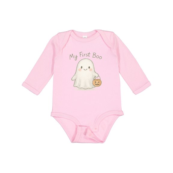 Inktastic My First Boo Cute Ghost Halloween Boys or Girls Long Sleeve Baby Bodysuit