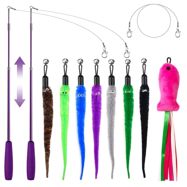Juego de varitas interactivas ZeyZoo de Cat Toys para gatos de interior, 11 unidades