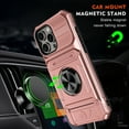 thumbnail image 3 of Armor Case for iPhone 13 Pro Max Heavy Duty Kickstand Case with Rotate Ring Stand & Card Holder Slot,Support Magnetic Car Mount Shockproof Rugged Back Phone Case For iPhone 13 Pro Max, Rosegold, 3 of 7