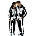 thumbnail image 1 of Holiday Matching Couples Costume Pajama Onesie With Socks and Mask, Ghost, Devil, and Skeleton, White Skeleton (Men), Size: 2X, 1 of 9