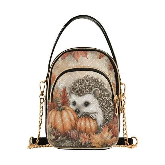 YAZAOO Cross Body Fashion Shoulder Waist Purse Bags Hedgehog Surrounded by Autumn Pocket Handbags