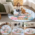 thumbnail image 5 of Round Rugs 5Ft, Spring Easter Bunny Round Area Rug Washable Indoor Throw Carpet, Watercolor Floral Botanical Eggs Blue Plaid Soft Non Slip Circle Rug for Cabinet Bathroom Home Decor Aesthetic, 5 of 8