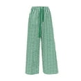 thumbnail image 5 of Alitao Lounge Pants Women Wide Leg Pants Woman Plaid Wide Leg Culotte Pants Gingham High Elastic Waisted Cropped Palazzo Pants With Pockets Baggy Pants Women'S Pants Green XL, 5 of 5