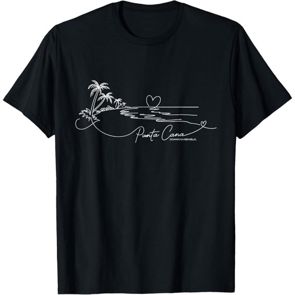 Punta Cana Dominican Republic Signature Heart Art - Souvenir T-Shirt men and women can wear, black, white, gifts