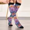 thumbnail image 5 of FORMRS Womens Knee High Socks Casual Long Thick Travel Daily Wear, 1 Pair, Light Purple Flowers, 5 of 6