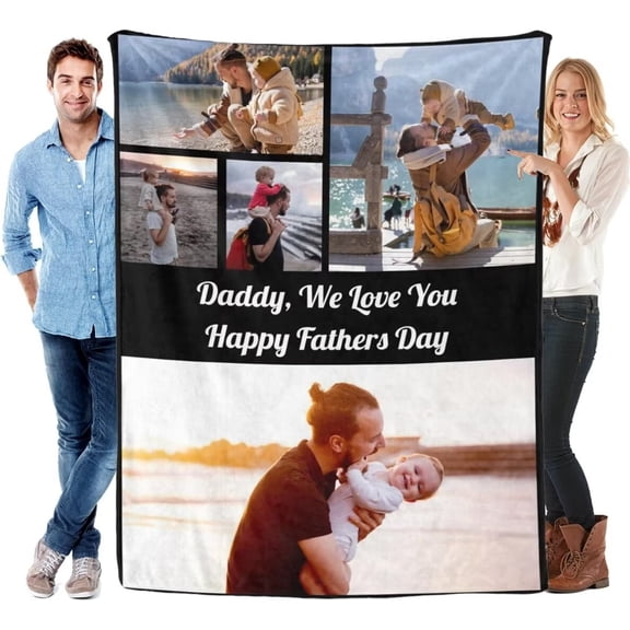 AISENIN Personalized Fathers Day Blanket with Photo Customized Dad Gifts Custom Pictures Throw Blankets for Dad Father Grandpa Daddy Papa Birthday Christmas