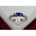 thumbnail image 1 of 925 Sterling Silver Certified 4.5Ct Blue Sapphire Cluster Ring For Ring Size 11, 1 of 6