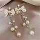 thumbnail image 5 of Pendientes de LAZO de PERLA shaofei con diamantes y diseño brillante para mujeres y niñas, 5 of 5