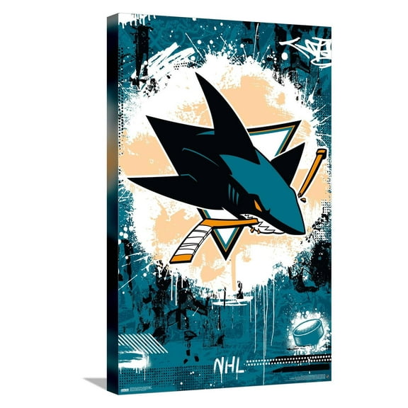 NHL San Jose Sharks - Maximalist Logo 23 Canvas Wall Poster, 14.725" x 22.375"