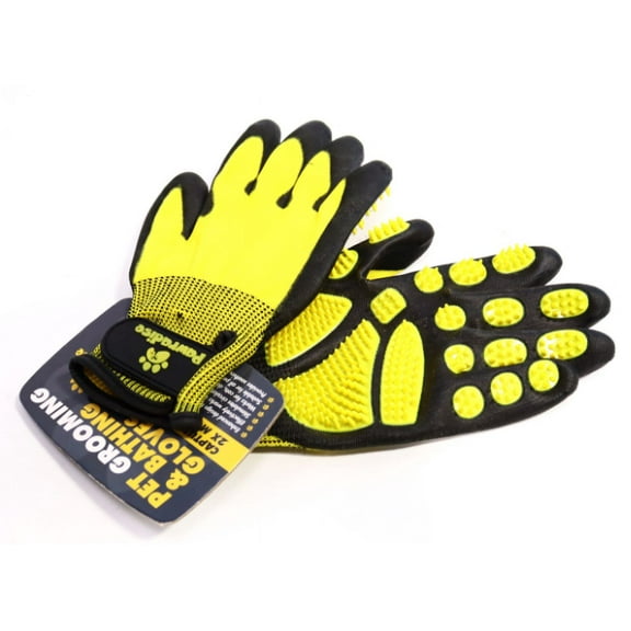 Pet Grooming and Bathing Gloves - Effective Pet Hair Remover for Cats, Dogs & Horses - Long & Short Fur - Deshedding Gloves for Pets