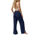 thumbnail image 4 of Admvng Women's Cotton Pants Elastic Waist Summer Casual Straight Leg Trousers with Pockets, 4 of 9
