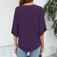 thumbnail image 5 of HAPIMO Rollbacks Womens Summer Tops Boho Print Chiffon Casual Comfy Pullover Tops Teen Grils Fashion Clothes V-Neck Tee Shirt Short Sleeve Shirts for Women Purple S, 5 of 8