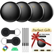 Air Tracker Tags 4 Pack for Android with Case- Bluetooth GPS Tracker Item Finder for Key, Wallet, Luggage - Works with Google Find Hub, IP66 Waterproof, Smart Tag for Android & Samsung Phones(Black)