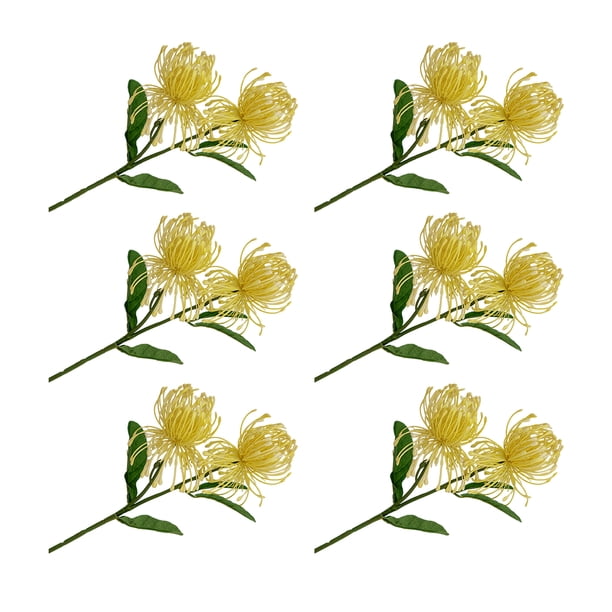 Flor artificial Bewildely 6X decoración de boda tamaño compacto amarillo