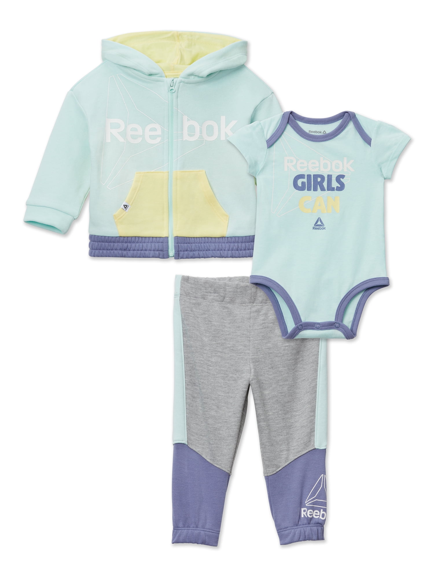 Reebok Baby Girl's Jogger Bodysuit Outfit Set, 3 Piece, Sizes Months - Walmart.com