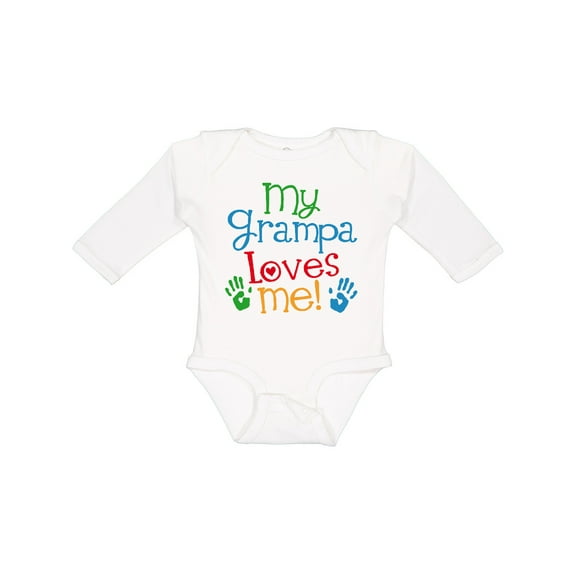 Inktastic My Grampa Loves Me Boys or Girls Long Sleeve Baby Bodysuit