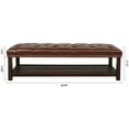 thumbnail image 4 of GZXS 60" Upholstered PU Leather Bench with Padded Seat and Storage Shelf, Nailhead Trim, Solid Wood Legs, Weight Capacity 220 lbs, Bedroom or Hallway Footstool (Dark Brown), 4 of 7