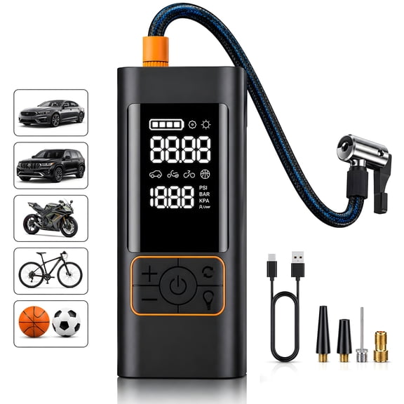 Amener Tire Inflator Portable Air Compressor, 180PSI Cordless Air Pump 6000mAh Battery with Auto Shut-off & LED Light, Tire Pump for Cars, Bicycle, Motorcycles