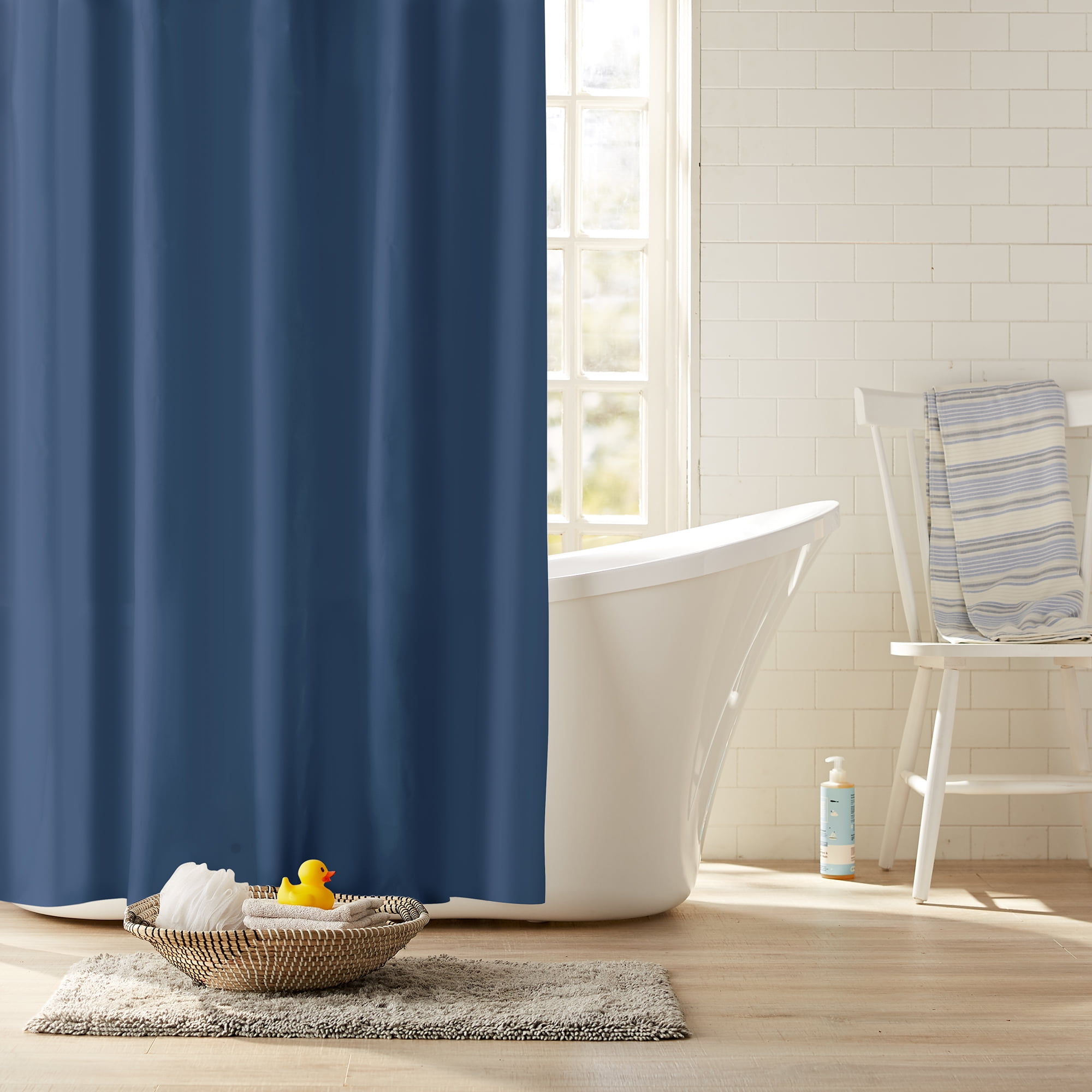 Clorox Blue Solit Print PEVA Heavyweight Shower Liner, 72" x 72"