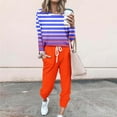 thumbnail image 1 of Puntoco Traje Casual Con Cordón Y Cuello Redondo De Manga Larga Con Estampado Holgado A La Moda Para Mujer Naranja Xxxl, 1 of 5