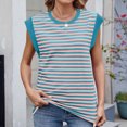 thumbnail image 2 of fatyb Women's Striped Tank Tops Cap Sleeve Basic Tee Shirts Casual Summer Loose Tunic Blouses for Women, 2 of 4