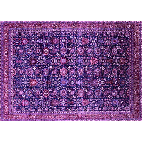 Ahgly Company Indoor Rectangle Oriental Purple Traditional Area Rugs, 8' x 12'