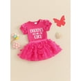 thumbnail image 6 of Aojekbee Baby Girl Summer Outfits Short Sleeve Romper + 3D Butterfly Tutu Skirt + Headband Set Newborn Clothes, 6 of 10