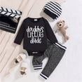 thumbnail image 2 of Gerichy Newborn Baby Boy Clothes Daddy’s Little Dude Letter Print Romper+ Pants+Hat 3PCS Outfit 0-18 Months, 2 of 7