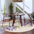 thumbnail image 3 of Purple Weeping Floral Round Area Rug 8Ft Washable Large Circle Rugs for Living Room Dorm, Spring Summer Pastoral Flowers Rustic Non-Slip Carpet Floor Mats Indoor Outdoor Carpet Runner Home Decor, 3 of 8